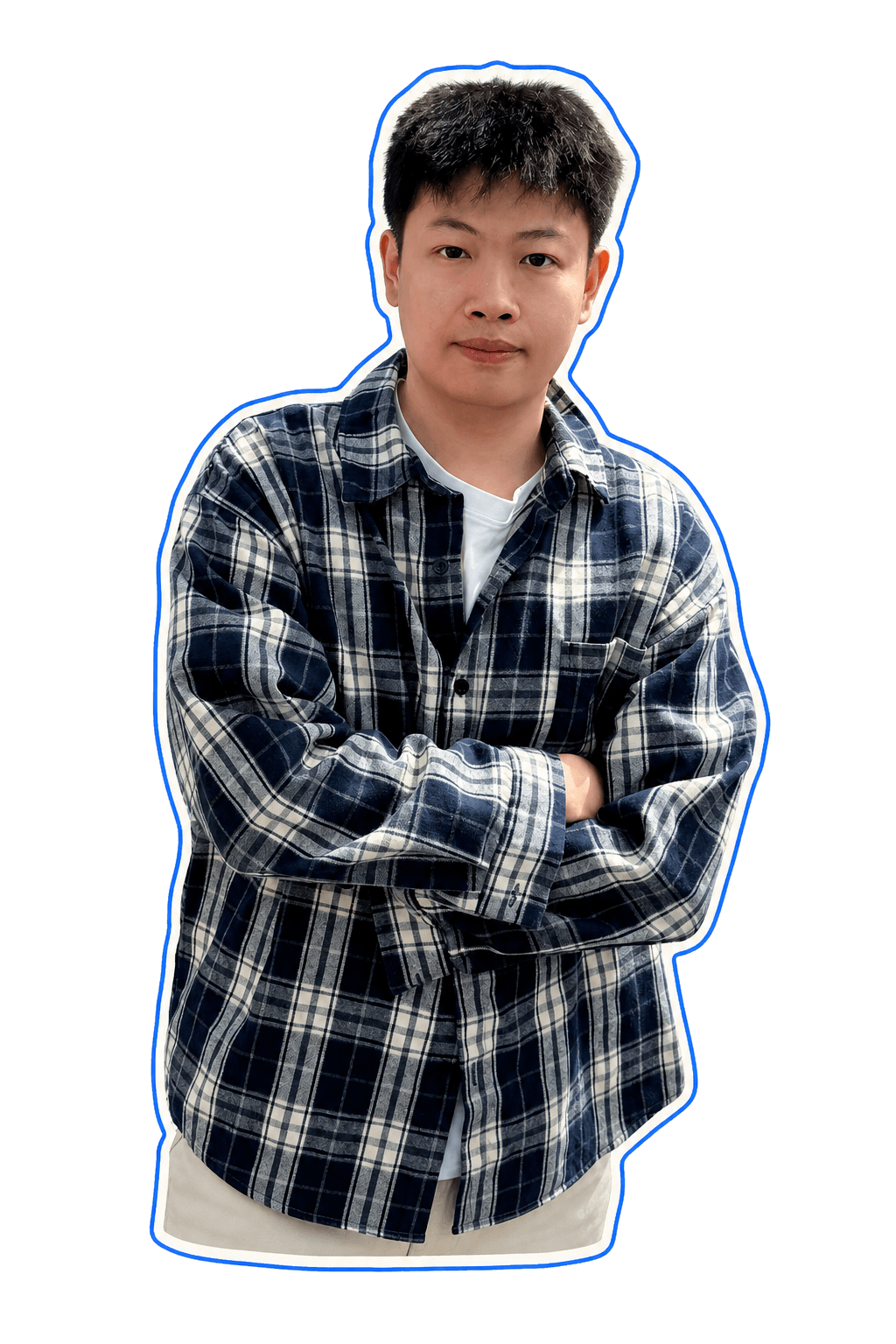 Howard Xie standing with his arms crossed